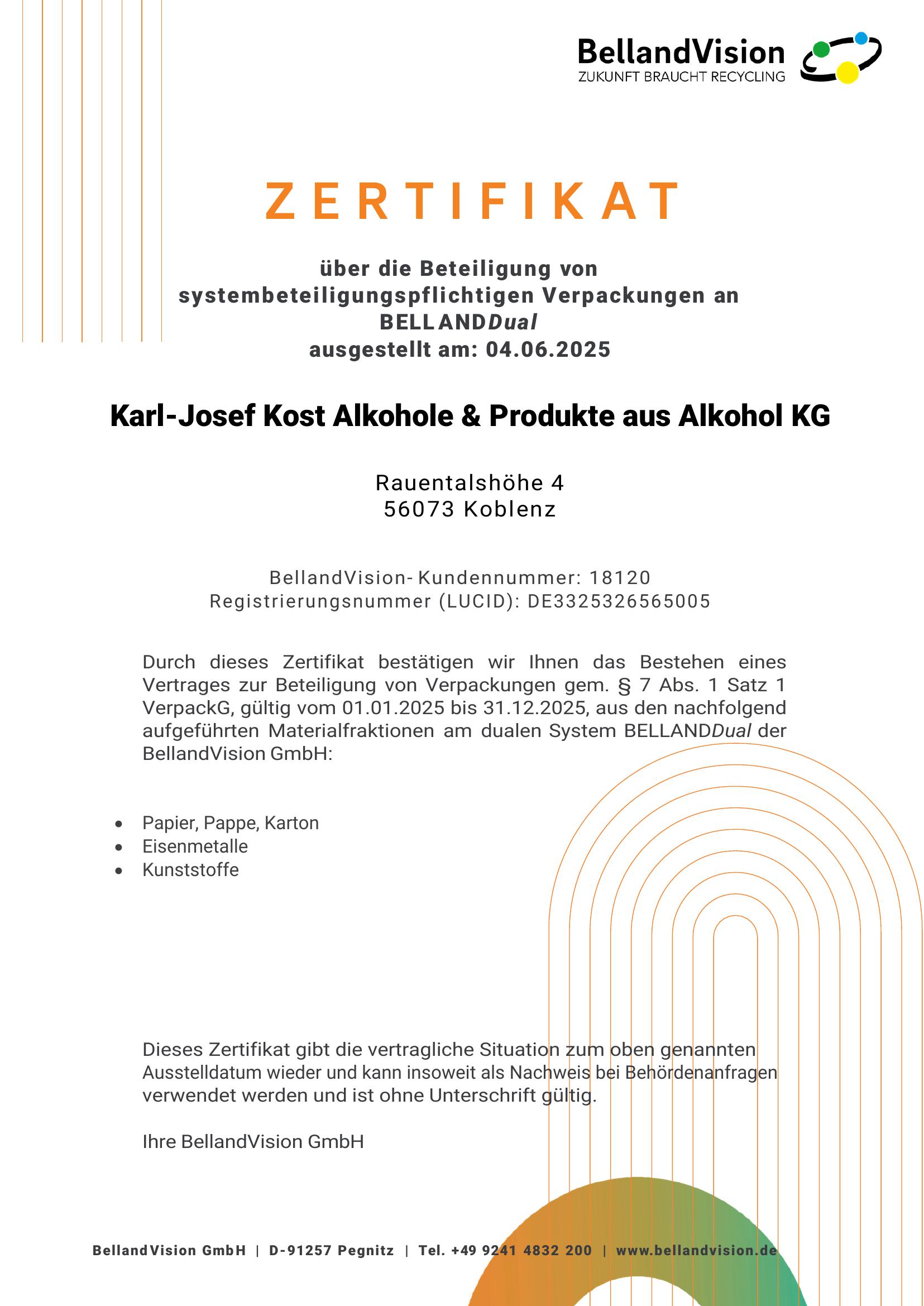 Zertifikat Belland